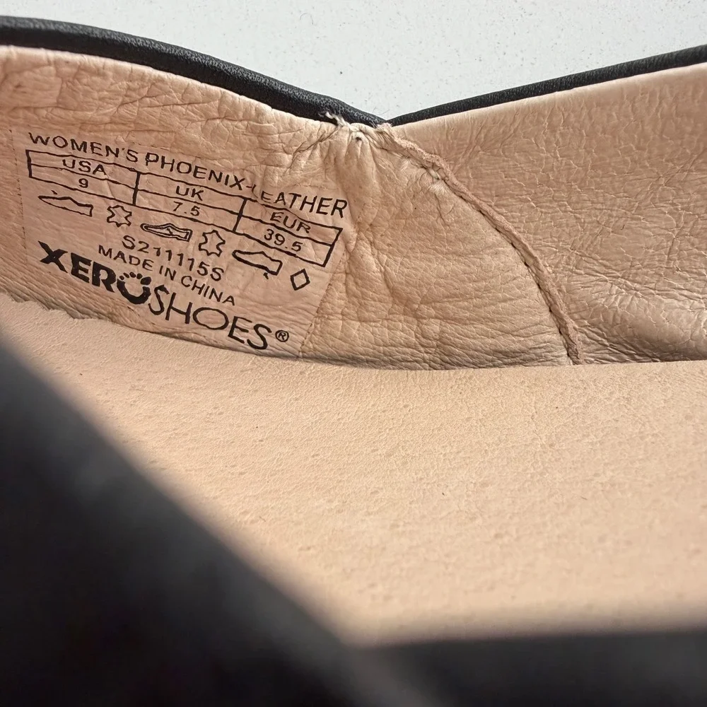 Xero EUC Phoenix Ballerine Barefoot Leather Slip On Black Ballet Flat Shoes sz 9